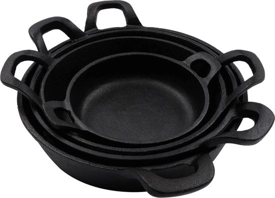 Pannetti in acciaio inox 4 pezzi in diverse dimensioni - 20 cm e 12 cm - per servizio, cottura e cottura - Resistenti al forno - Forma da forno