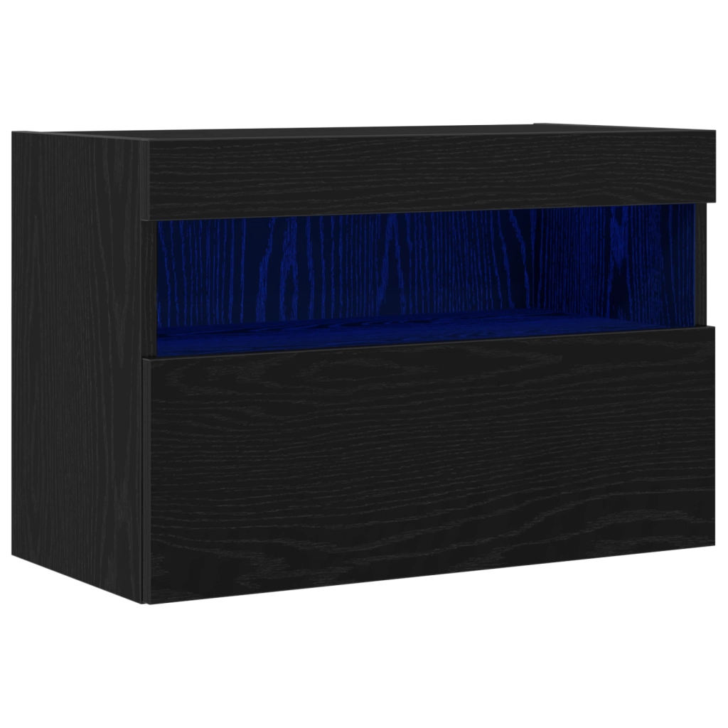 Mobile TV  con luci LED Rovere Nero 60x30x40 cm