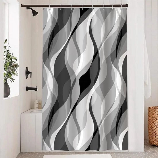 Douchegordijn geometrico - design astratto - 120 x 200 cm - impermeabile - grigio