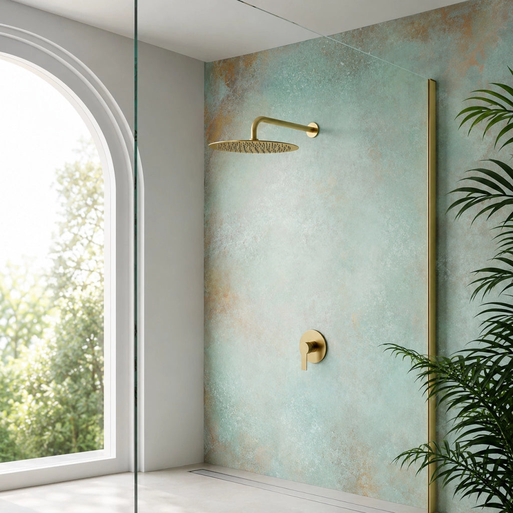 Soffione Doccia Ultra Slim Tondo Ø25 cm Oro Satinato Attacco 1/2" 87884
