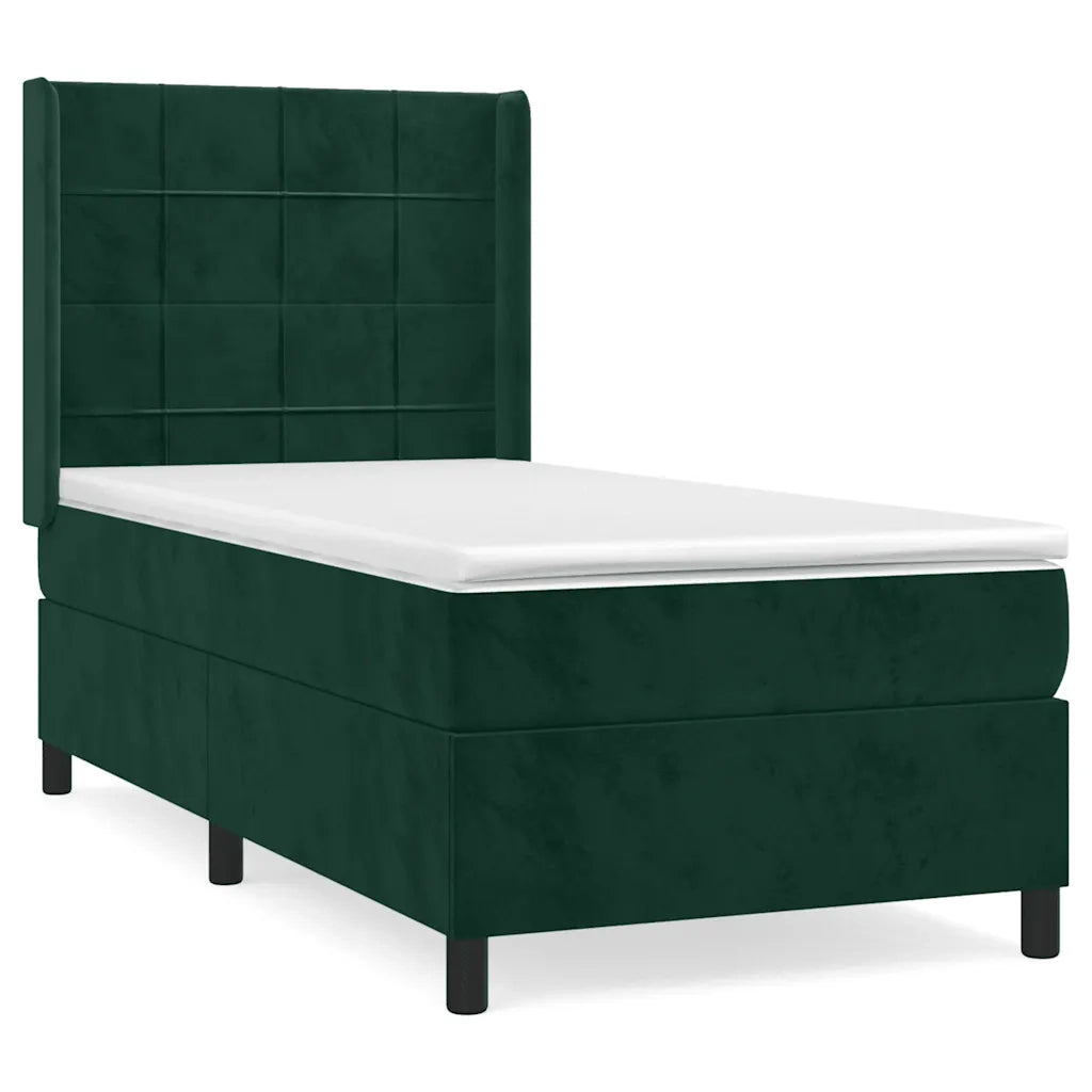 Giroletto a Molle con Materasso Verde Scuro 90x190 cm Velluto 3132654