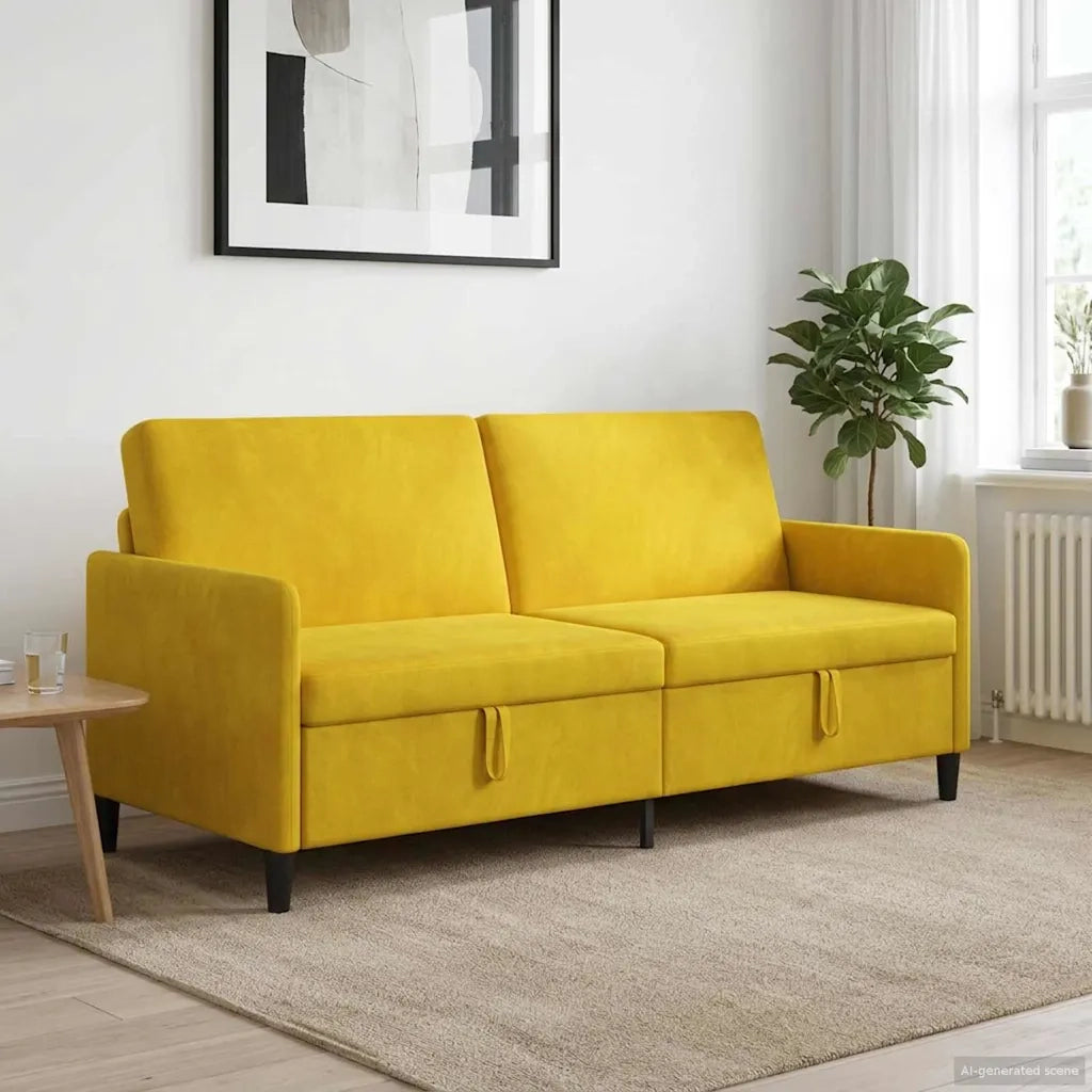 Divano con Storage Giallo 192 x 78 x 87 cm Poliestere 42036996