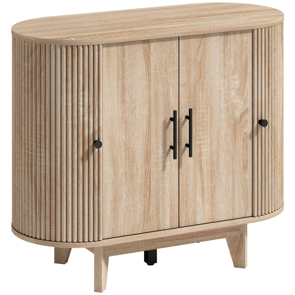 BUFFET 90x40x76 cm in MDF effetto rovere naturale e nero