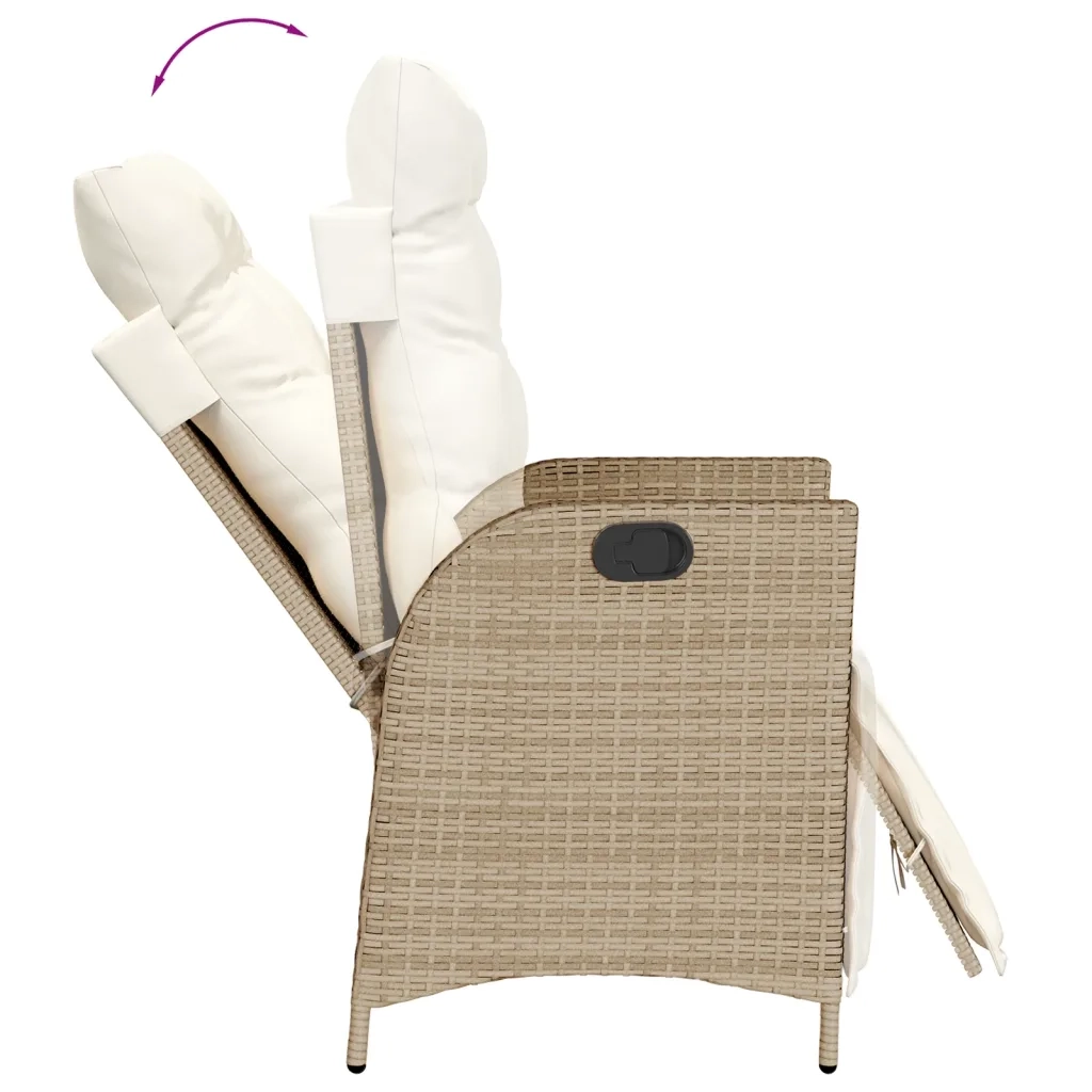 Set da Bistrò 3 pz con Cuscini Beige in Polyrattan
