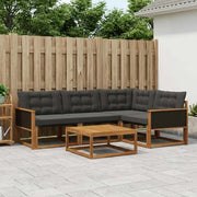 Set di divani da esterno con cuscino 5 pcs Naturale e Nero