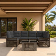 Set Divano da Giardino 7 pz Grigio e Grigio Scuro polyrattan 3436598