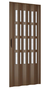 Porta a Soffietto da Interno 82x210 cm in PVC con vetro Niagara Mod. Extra Standard colore noce