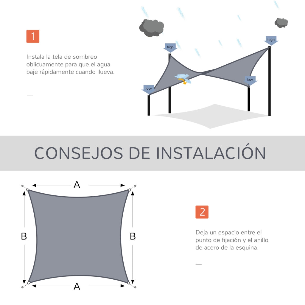 Toldo da giardino ¨C zephmum ¨C grigio 4x6 m HDPE