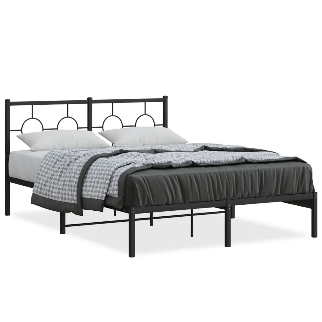 Letto matrimoniale | Letto per adulti | Giroletto con Testiera in Metallo Nero 140x190 cm