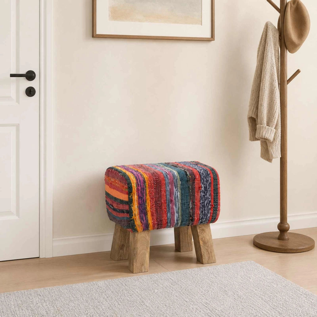 panchina 40 x 30 x 45 cm Pelle Vera Multicolore 42042103