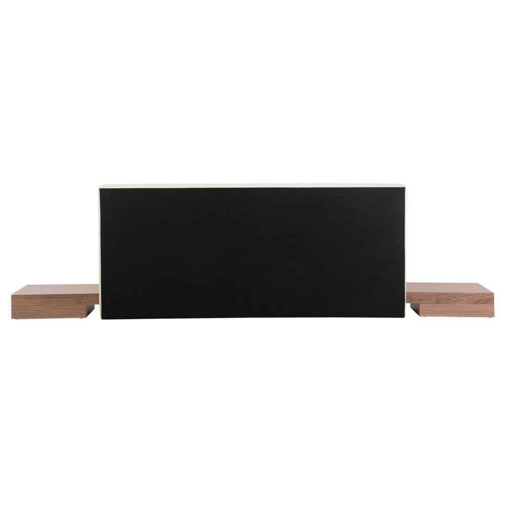 Letto LED in stile giapponese in frassino marrone 160 x 200 cm testata in legno impiallacciato MDF testata in pelliccia sintetica