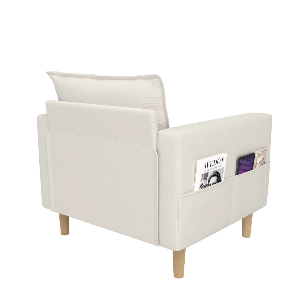 poltrona da lettura con tasche laterali; cuscino imbottito; in ciniglia beige 71 Ã— 68 Ã— 82 cm