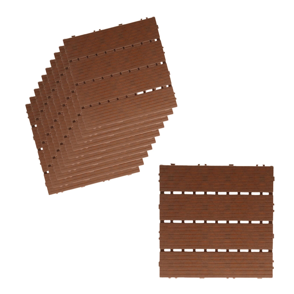 10 Pezzi Piastrelle Plastica Giardino 30x30x2cm Pavimento Esterno PVC Marrone