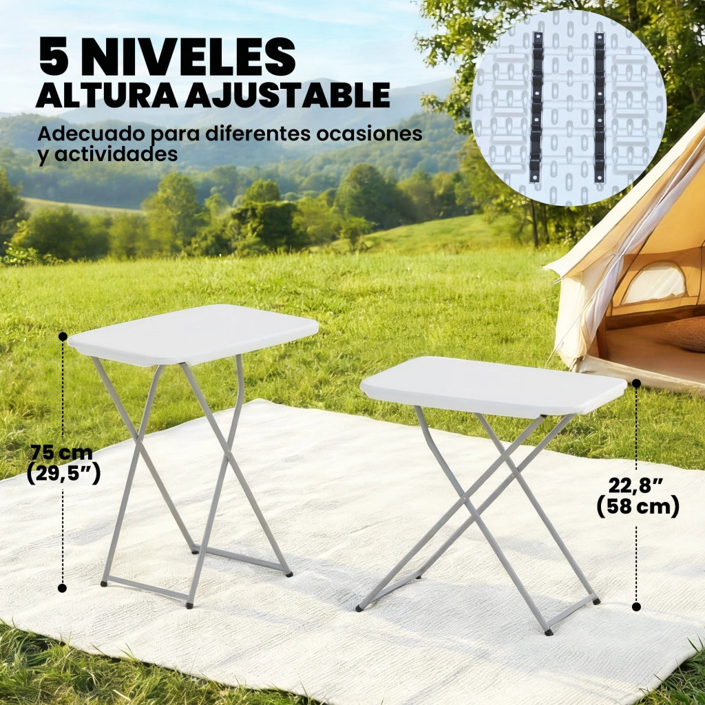 Tavolo pieghevole da pranzo ¨C zephmum ¨C bianco metallo HDPE 75x50x73,5 cm