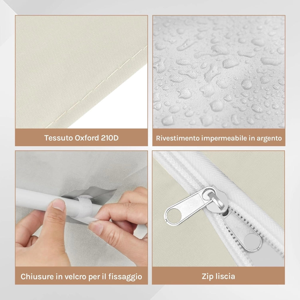 Gazebo 3x3 Pieghevole Idrorepellente, Pergolato da Giardino, Gazebo da Esterni, con Pareti Laterali a Zanzariera, per Campeggio, Feste, Beige