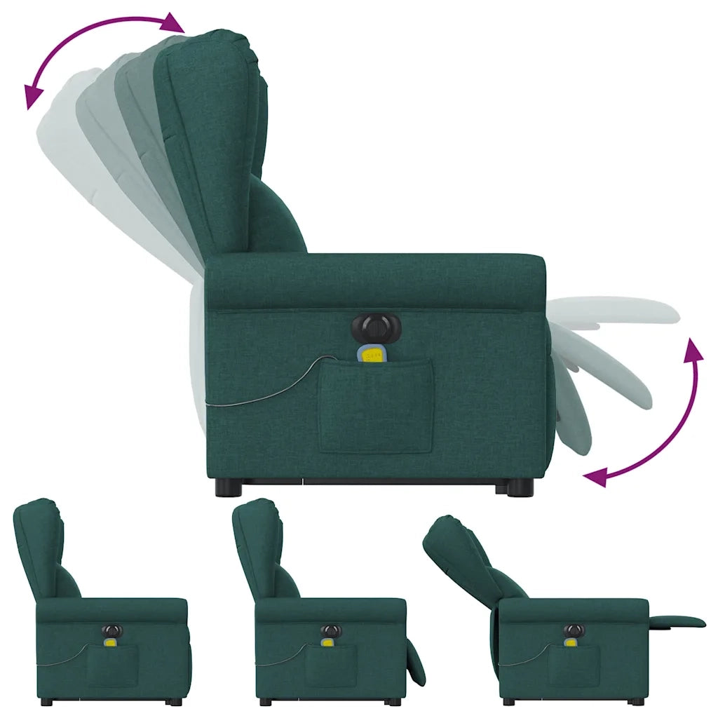 Poltrona Alzapersona Massaggiante Elettrica Verde Scuro Tessuto 3303410