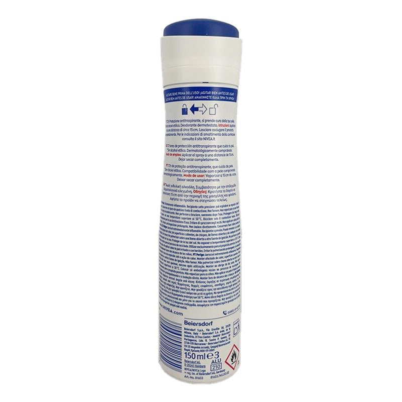 NIVEA DEODORANTE SPRAY 0% ALCOL ADATTO ALLA PELLE 72H DI PROTEZIONE ANTIBATTERICO ANTI-TRASPIRANTE 150 ML