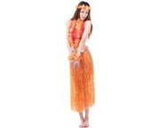 Costume hawaiano 5 pezzi - Cappello 80cm - Cintura - Gonna - Fiore - Materiale ecologico - Costume hula