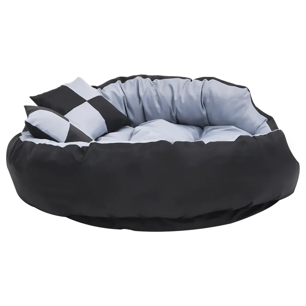 Cuscino per Cani Reversibile Lavabile Grigio e Nero 110x80x23cm CFW9138195