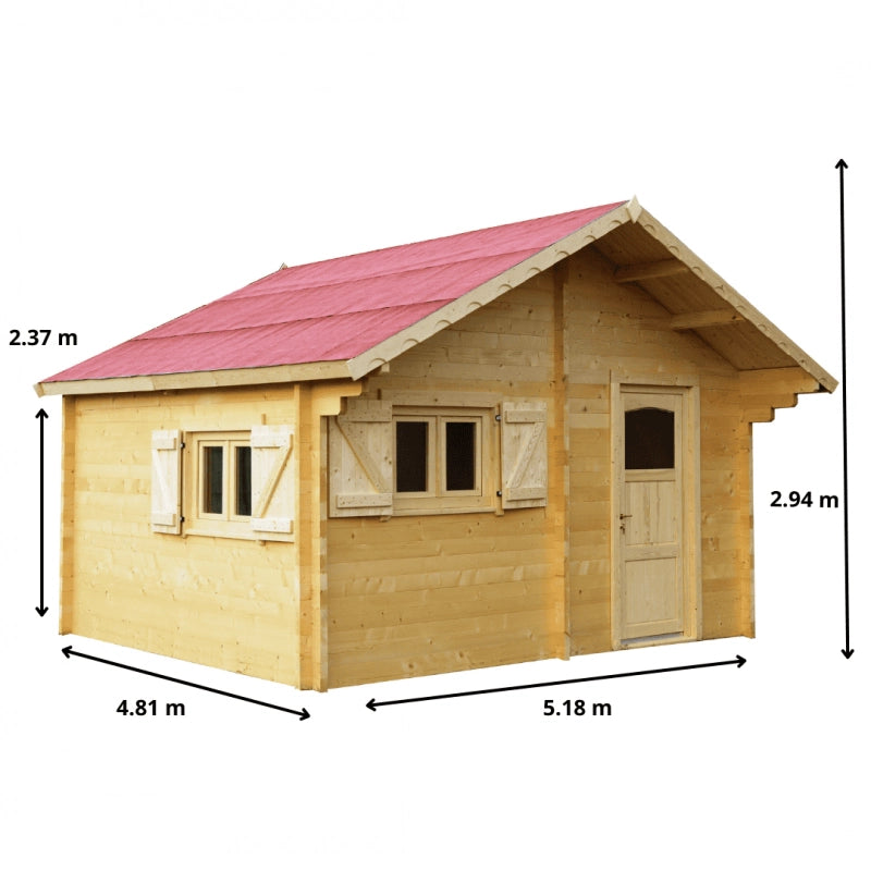 Casetta in legno 500x400 cm – Pareti 60 mm – Tetto 16° rosso – Finestre doppio vetro – CZ5040.02L Foresta