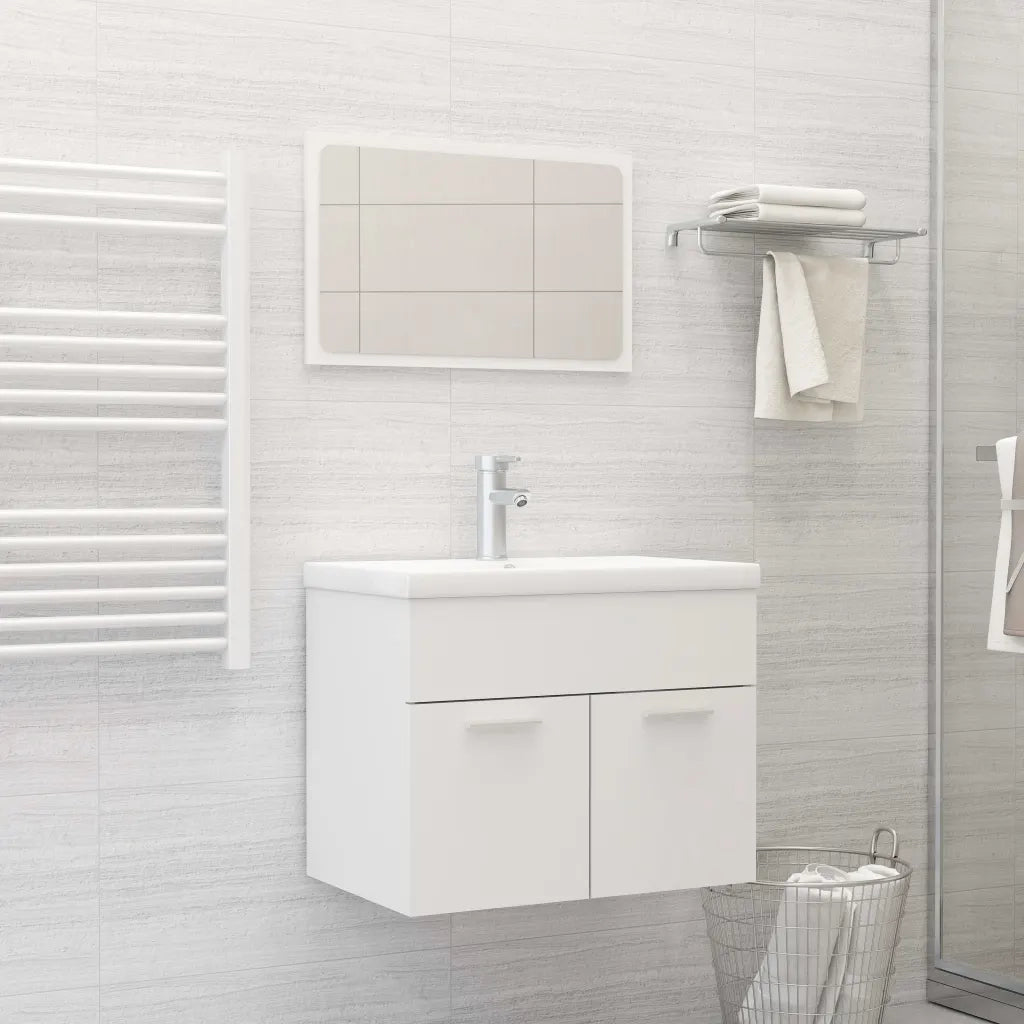 Set Mobili da Bagno Bianco in Legno Multistrato 3071315