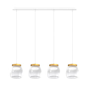 Lampadario Contemporaneo Drum Metallo Bianco Vetro Oro 4 Luci Led 32W Calda