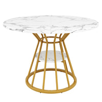 Tavolo tondo da pranzo - Xylo - marmorizzato oro/nero gambe metallo