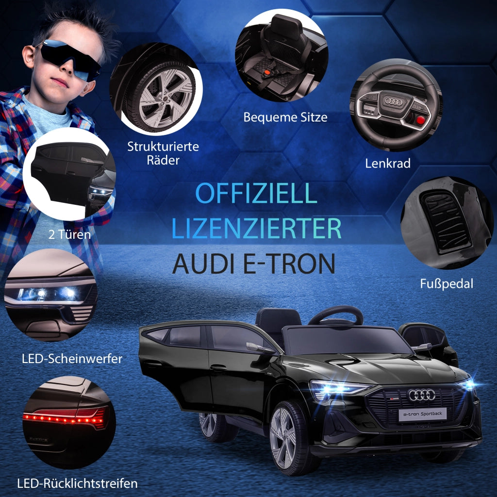 Auto elettrica per bambini 12V Audi E-tron ¨C Xylo ¨C con telecomando, cintura di sicurezza, nero