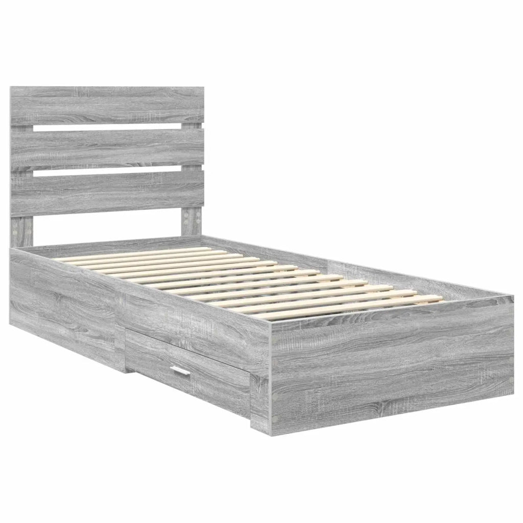 Struttura del letto Grigio Sonoma 90 x 190 cm Legno multistrato
