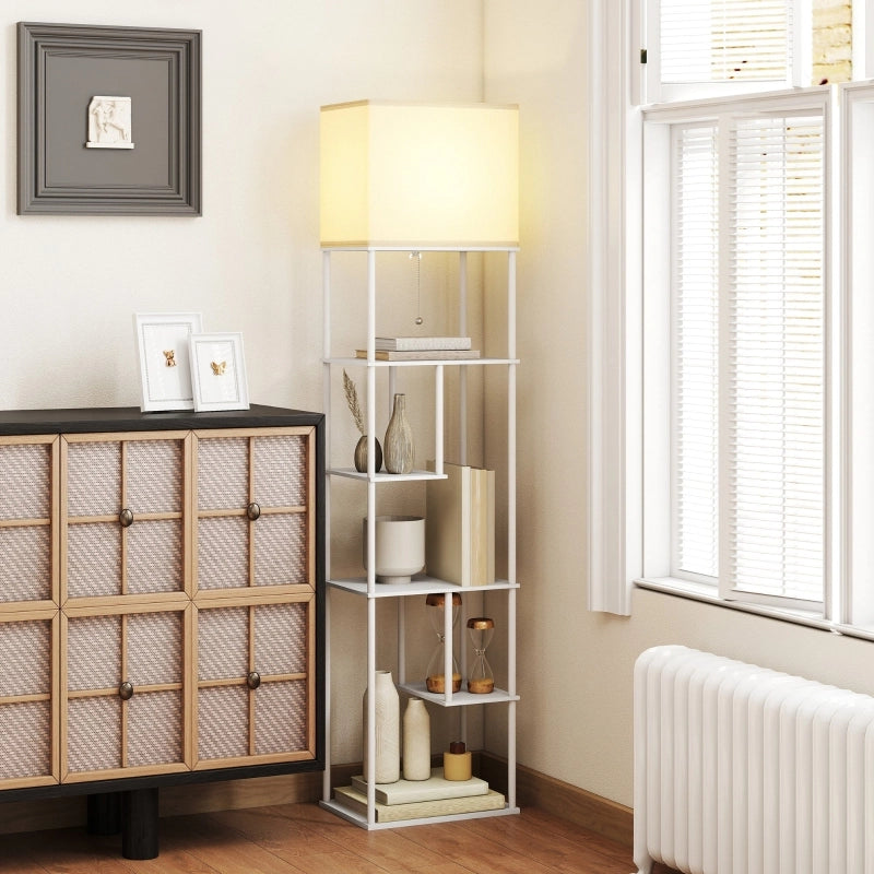 LAMPADA DA PAVIMENTO Con ripiani 40 x 29 x 171 cm Legno Bianco