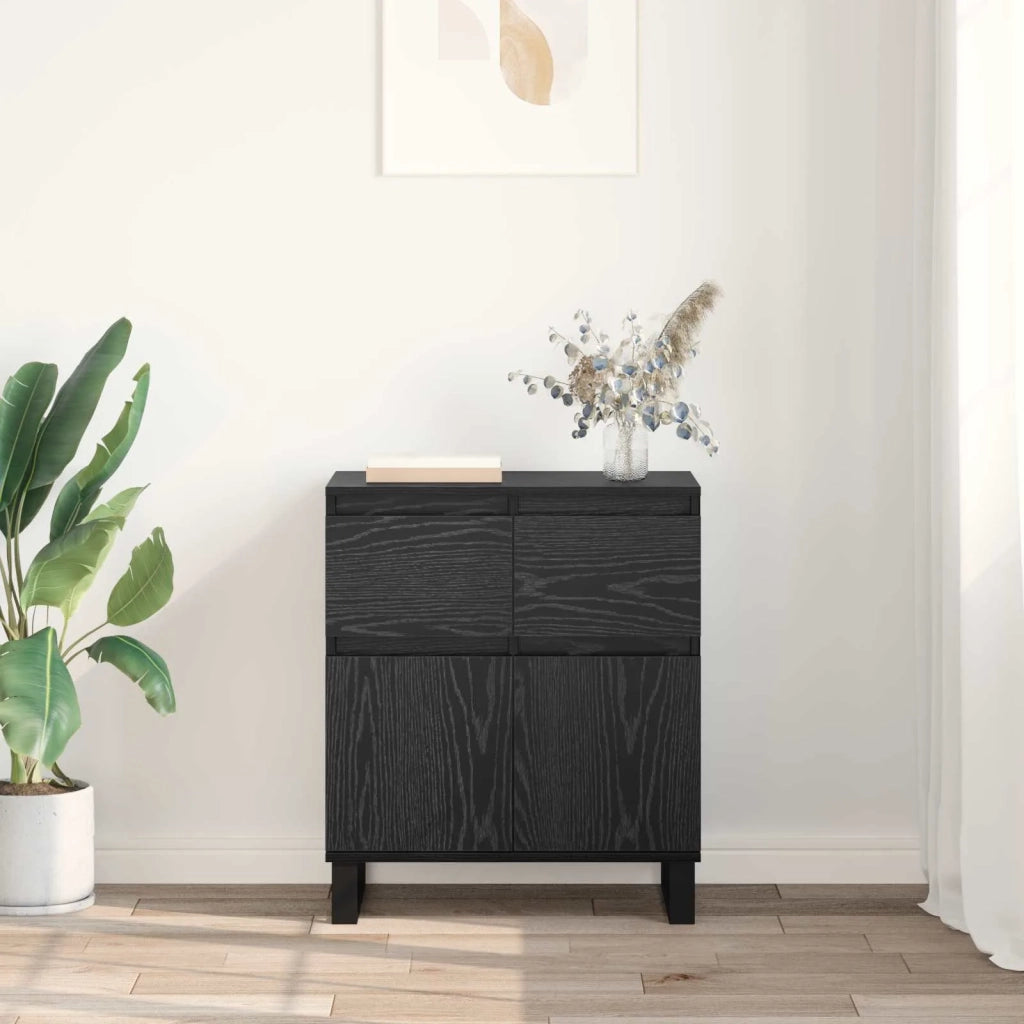 Credenza | Madia | Buffet da pranzo | Armadio da pranzo con cassetto Rovere Nero 60 x 35 x 70 cm