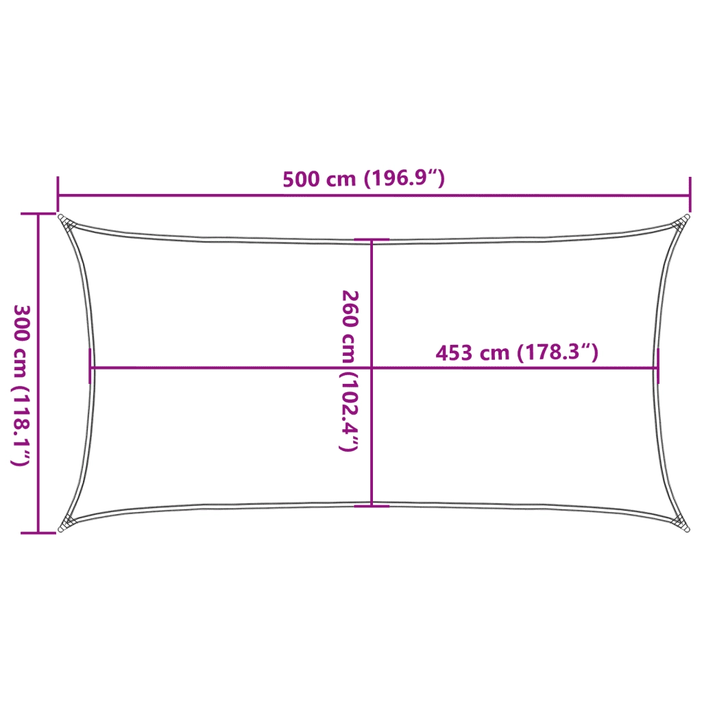 Vela Parasole Sabbia 5x3 m 100% Poliestere Oxford 4000572