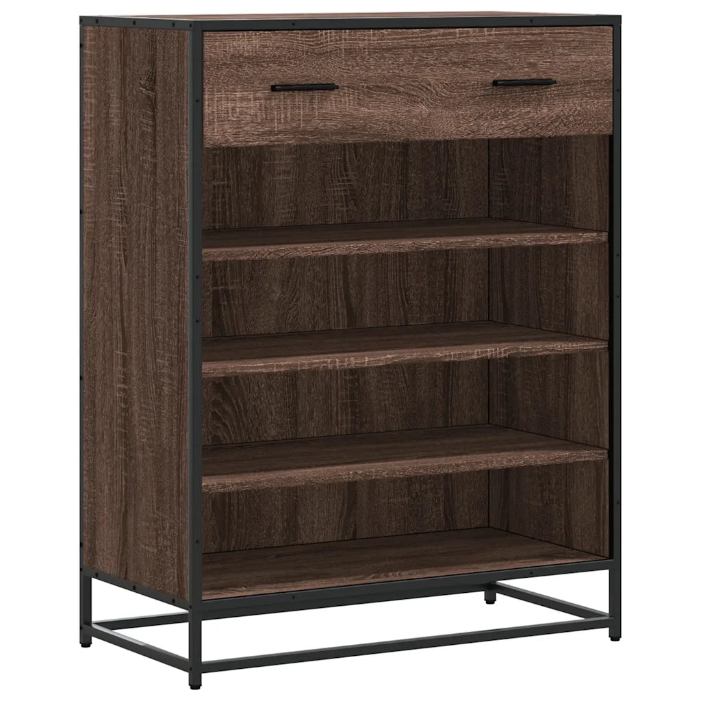 Scarpiera-Scaffale per scarpe Rovere Marrone 75x38x97,5cm Legno Multistrato Metallo 112183