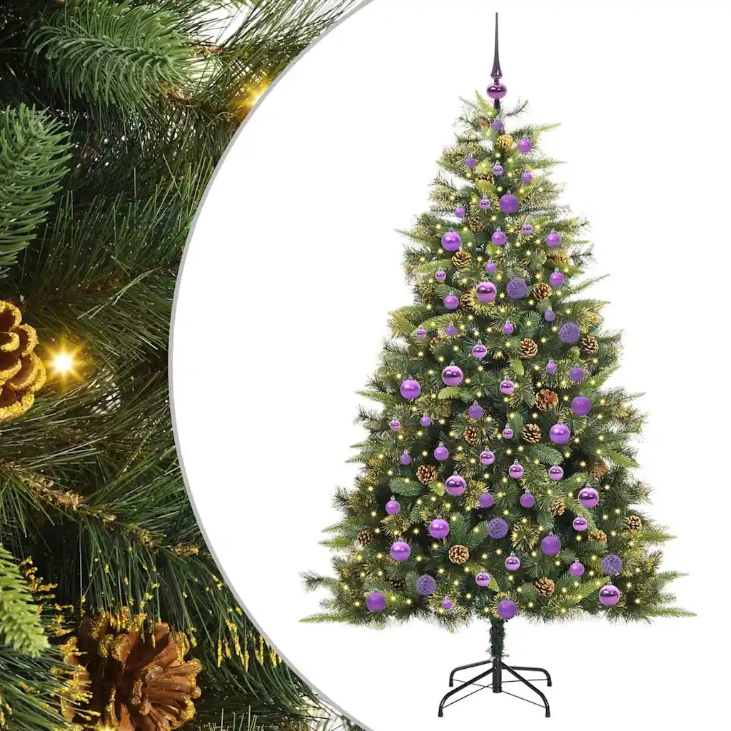 Albero di Natale artificiale pieghevole con coni Verde 180 cm 3395095