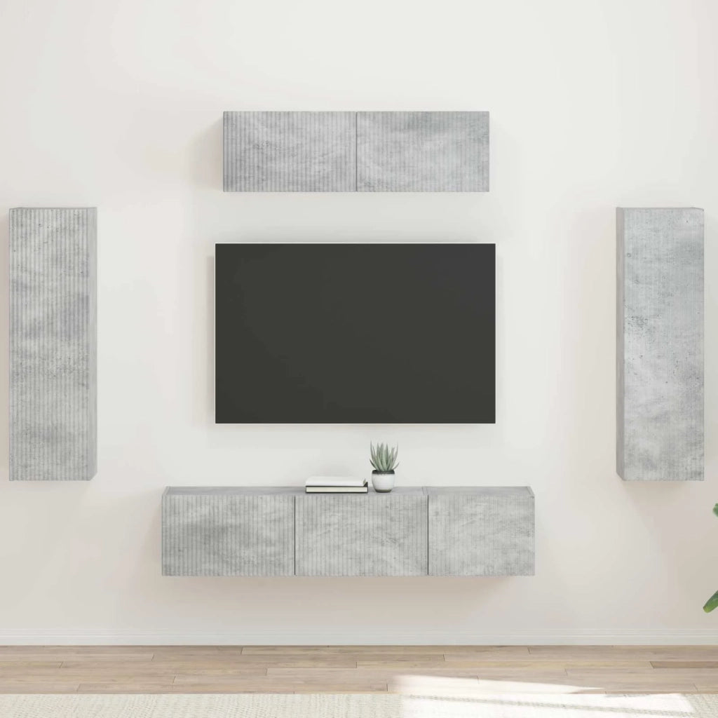 Mobile TV 5 pcs Grigio cemento