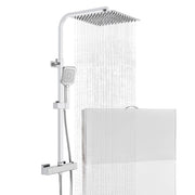 Colonna doccia quadrata completo di miscelatore termostatico rettangolo, soffione quadrato 30x30cm, cromo