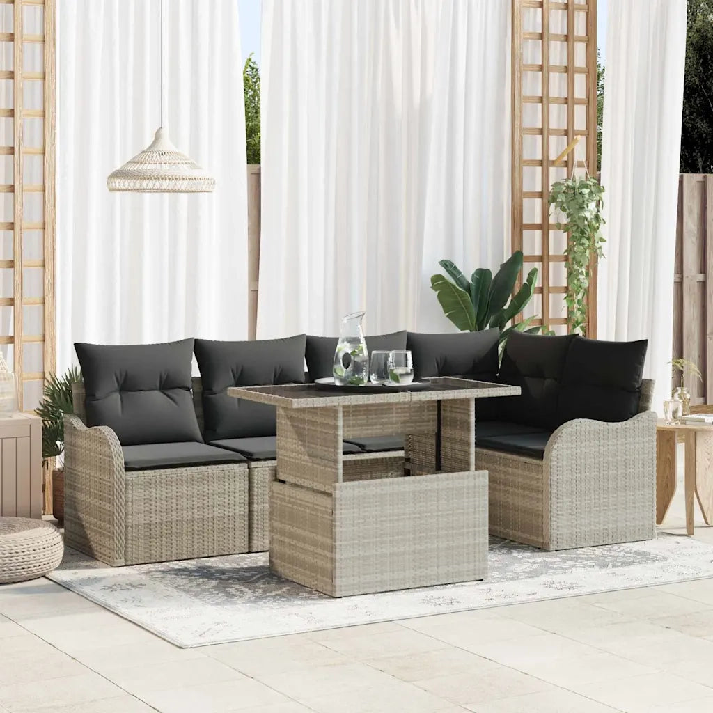 Set Divano da Giardino con cuscino 6 pcs Grigio chiaro