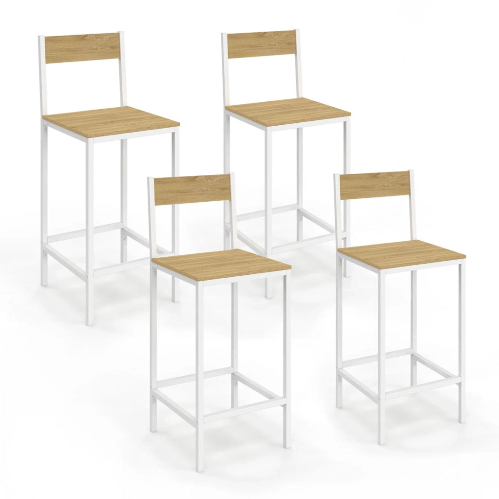 IDMarket - Set di 4 sgabelli da bar DETROIT con schienale sedia da cucina di design industriale