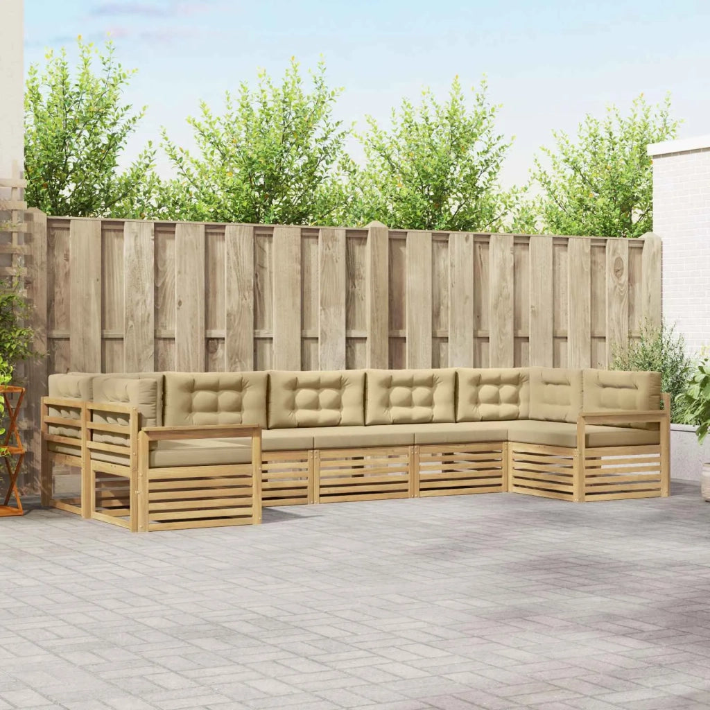 Set di divani da esterno con cuscino 7 pcs Bianco e Beige