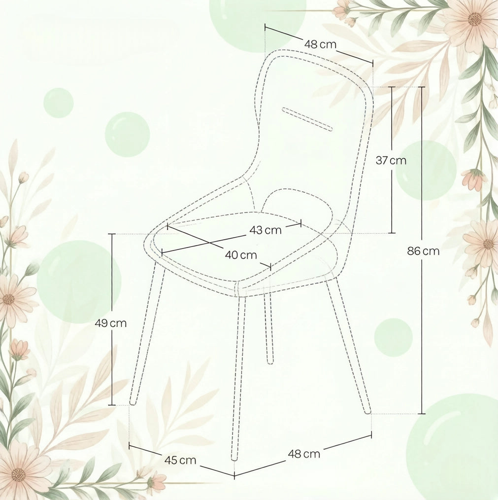 Set di 2 Sedie Moderne in Chenille Imbottite per Sala da Pranzo 43x40x86 cm