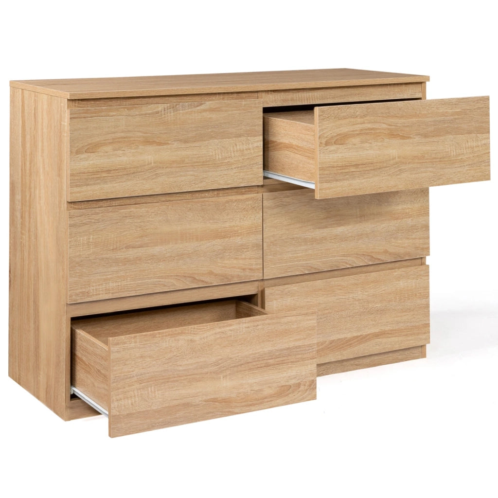 IDMarket - TOMI Cassettone a 6 cassetti da 110 cm in legno effetto faggio