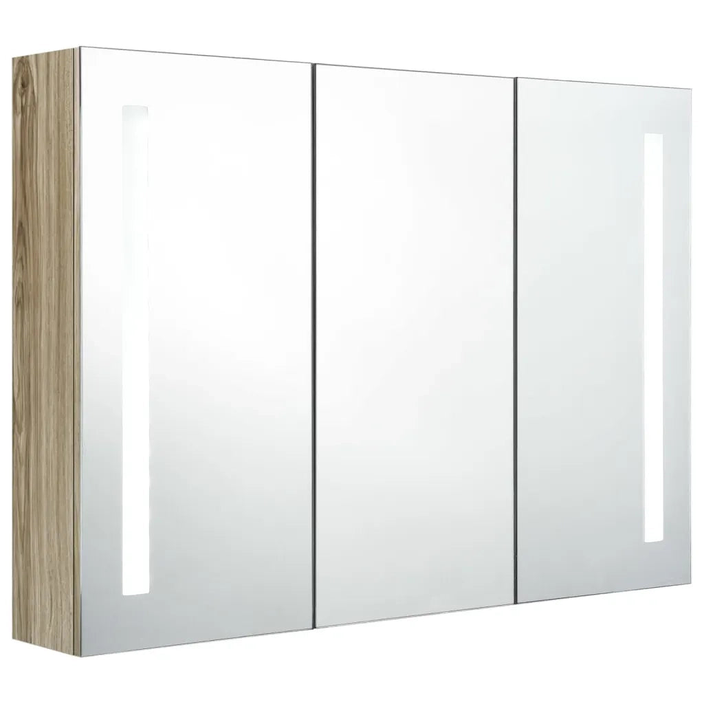 Armadietto Bagno con Specchio e LED Rovere 89x14x62 cm cod mxl 61482