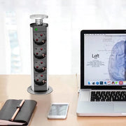 Scatola di presa elettrica con uscita USB, scatola di presa elettrica in alluminio, 4 vie, con interruttore, per ufficio e superfici di cucina