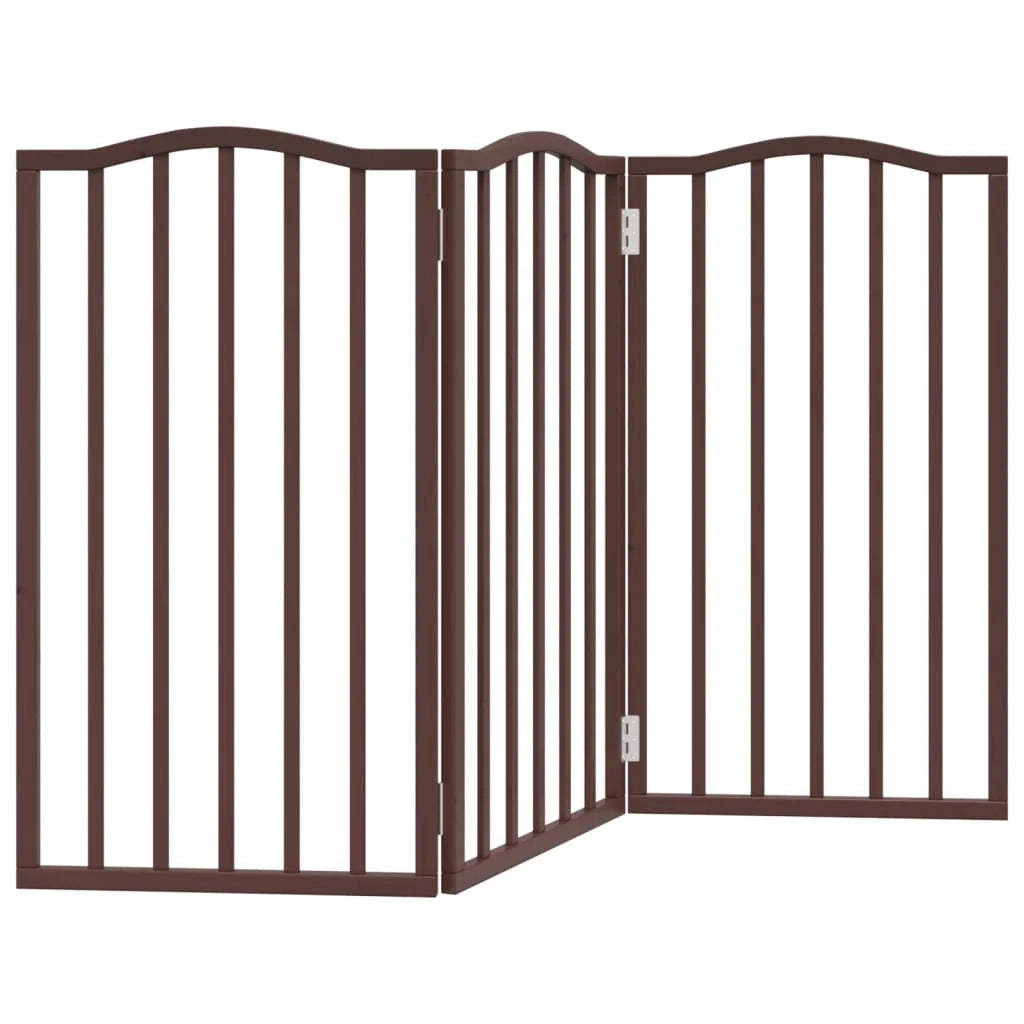 Cancelletto di sicurezza pieghevole per cani a 3 pannelli 150 cm legno di pioppo marrone 02_0023079