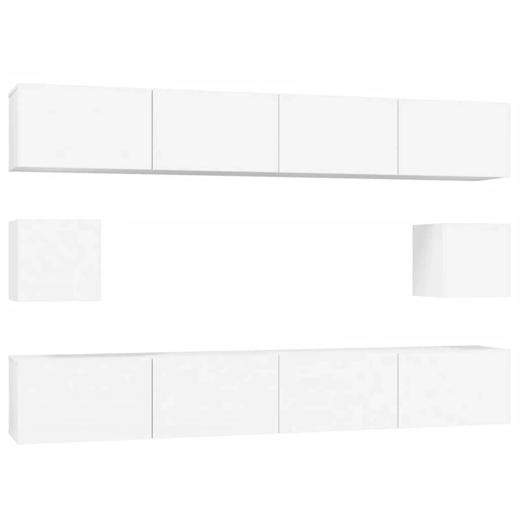 Set di mobili da 6 pezzi tra cui armadio credenza mobile TV televisore per soggiorno camera da letto salotto legno ingegnerizzato bianco 02_0025010