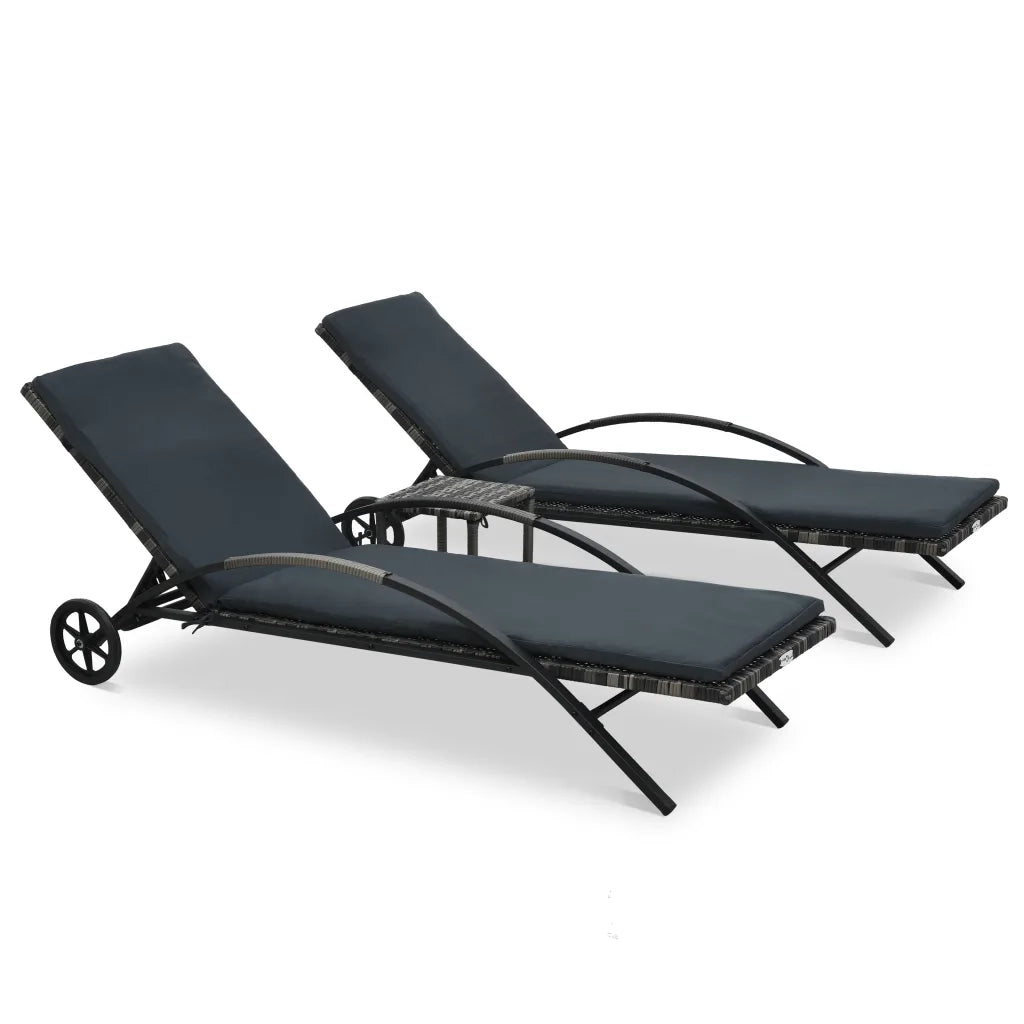 Lettini Prendisole con Tavolino in Polyrattan Antracite cod mxl 9272