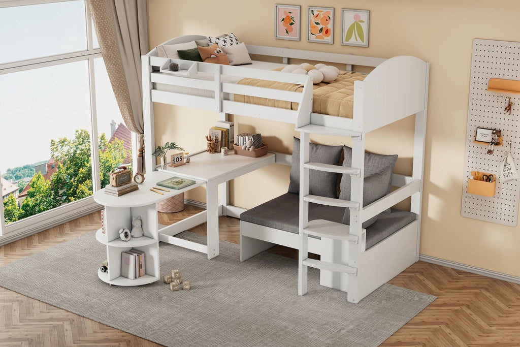 Letto a castello funzionale in legno massello 90x200 cm