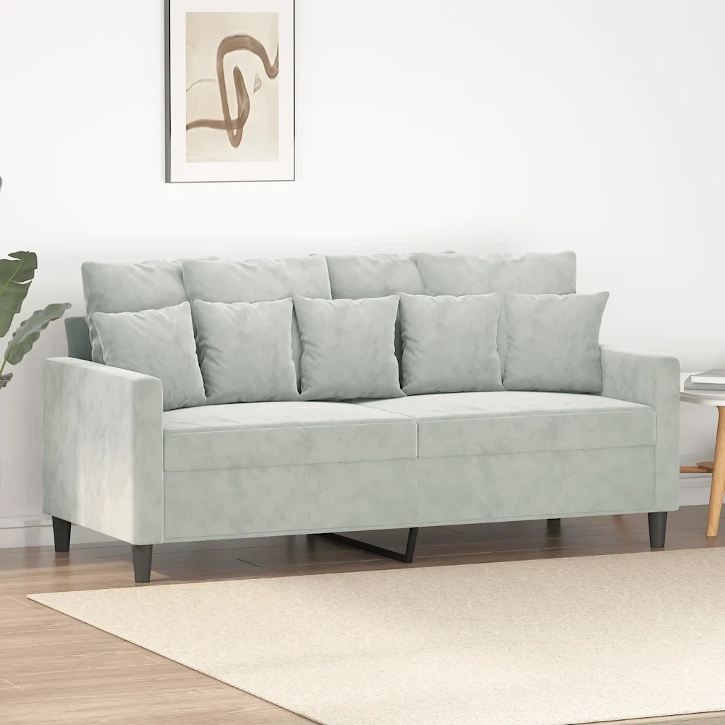 Divano | Divano da soggiorno | Sofa a 2 Posti Grigio Chiaro 140 cm in Velluto