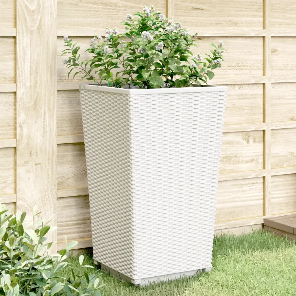 2 pz Fioriere | Cassetta per fiori | Vaso da Giardino Bianche 32,5x32,5x57 cm in PP