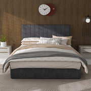 Letto Contenitore Imbottito con Testiera ¨C MINIMAL ¨C Grigio 140x200